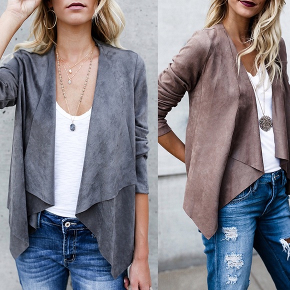 Faux suede leather fashion blazer - Picture 2 of 5